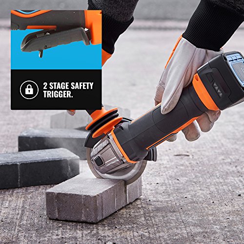 VonHaus Cordless Angle Grinder with 3.0Ah Li-ion 20V MAX Battery, Charger, 1 x 115mm / 4 ½” Cutting Disc & Power Tool Bag – Includes Anti Vibration Support Handle VonHaus Cordless Angle Grinder with 3.0Ah Li-ion 20V MAX Battery, Charger, 1 x 115mm / 4 ½” Cutting Disc & Power Tool Bag – Includes Anti Vibration Support Handle