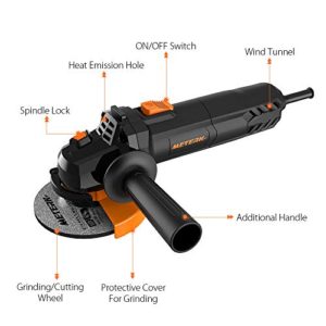 Angle Grinder,Meterk 750W 4-1/2inch with 115mm 3 Grinding Abrasive Wheels 3 Cutting Abrasive Wheels
